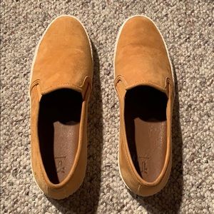 Frye caramel suede slip-on shoes
